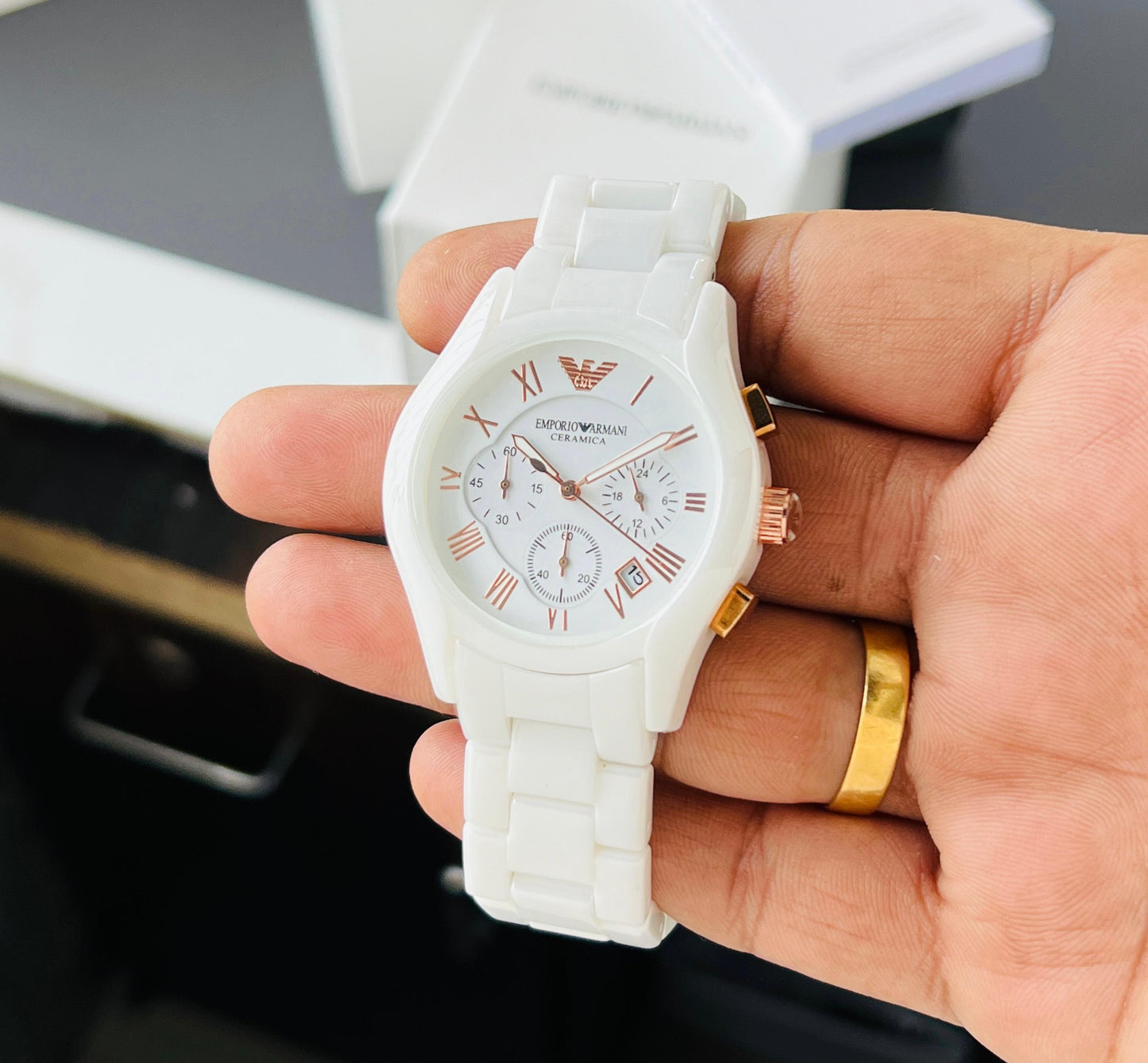 Emporio Armani white ceramic